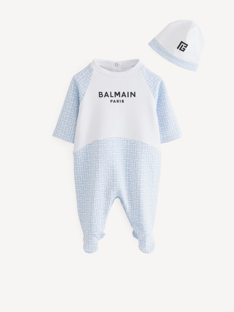 Balmain Kids Logo Baby Sleepsuit And Hat Set - Image 2 of 9