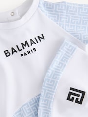 Balmain Kids Logo Baby Sleepsuit And Hat Set - Image 6 of 9
