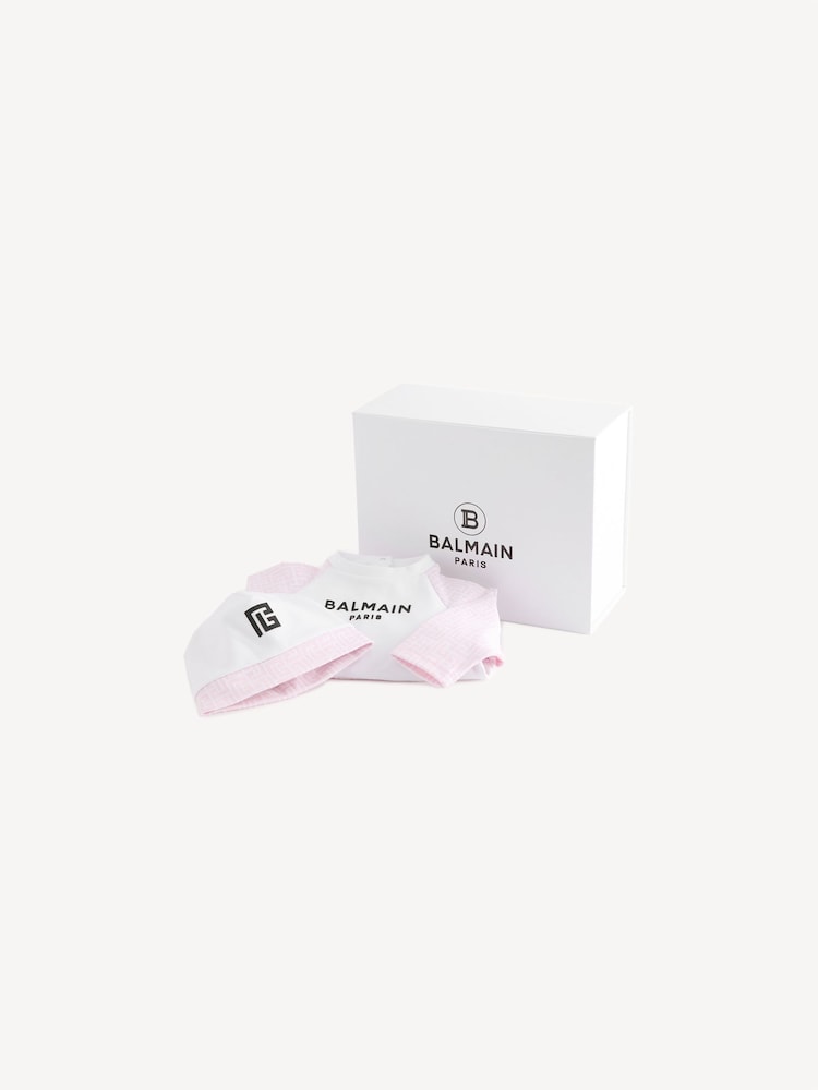 Balmain Kids Logo Baby Sleepsuit And Hat Set - Image 9 of 9