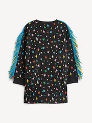 Stella McCartney Kids Multicolour Star Print Tassel Detail Black Dress - Image 2 of 5