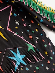 Stella McCartney Kids Multicolour Star Print Tassel Detail Black Dress - Image 3 of 5