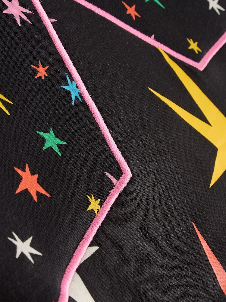 Stella McCartney Kids Multicolour Star Print Tassel Detail Black Dress - Image 5 of 5