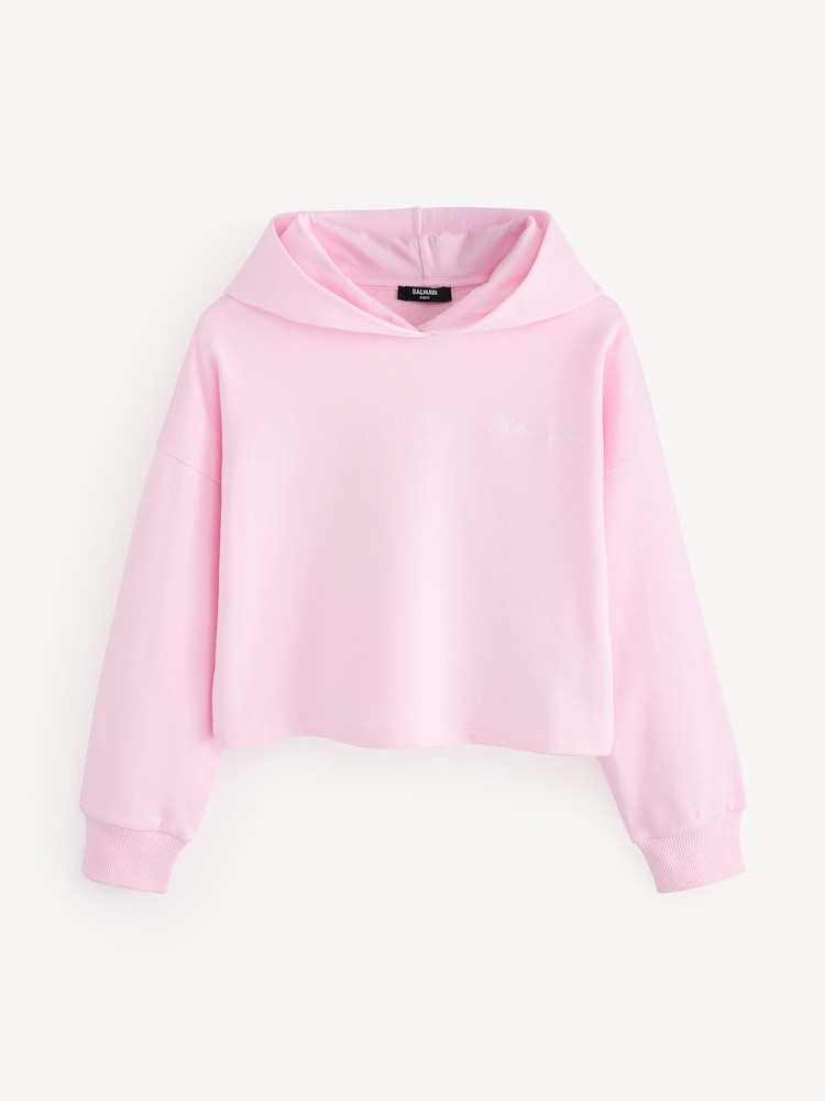Balmain Kids Cropped Jersey Hoodie - Image 1 of 6