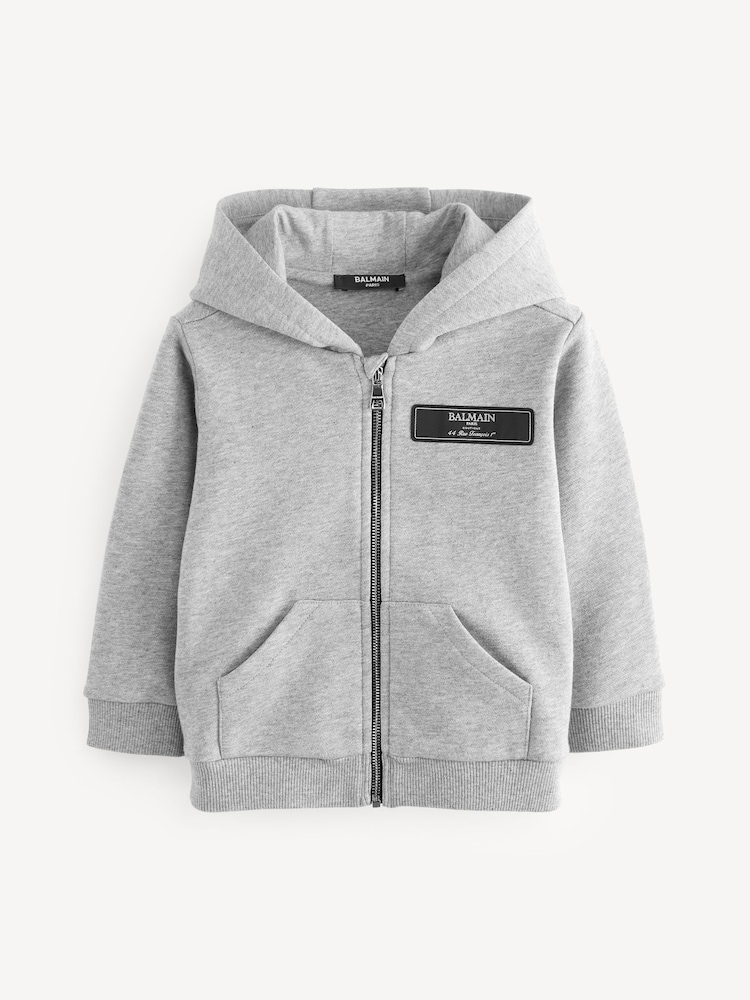 Balmain Kids Baby Grey Logo Zip-Up Hoodie - Image 1 of 7