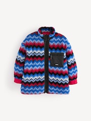 Missoni Blue Multicolour Zig Zag Pattern Sherpa Fleece Jacket - Image 1 of 11