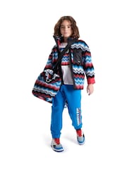 Missoni Blue Multicolour Zig Zag Pattern Sherpa Fleece Jacket - Image 10 of 11