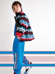 Missoni Blue Multicolour Zig Zag Pattern Sherpa Fleece Jacket - Image 11 of 11