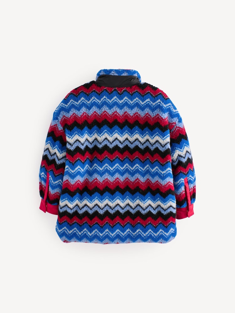 Missoni Blue Multicolour Zig Zag Pattern Sherpa Fleece Jacket - Image 2 of 11