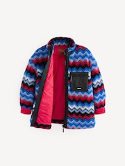 Missoni Blue Multicolour Zig Zag Pattern Sherpa Fleece Jacket - Image 3 of 11
