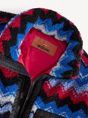 Missoni Blue Multicolour Zig Zag Pattern Sherpa Fleece Jacket - Image 4 of 11