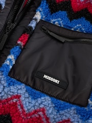 Missoni Blue Multicolour Zig Zag Pattern Sherpa Fleece Jacket - Image 5 of 11