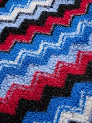 Missoni Blue Multicolour Zig Zag Pattern Sherpa Fleece Jacket - Image 8 of 11