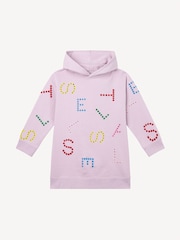 Stella McCartney Kids Purple Logo All Over Print Hoodie Jumper Dress - Image 1 of 2