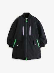 Stella McCartney Kids Black Ruched Sleeve Bomber Coat - Image 1 of 7