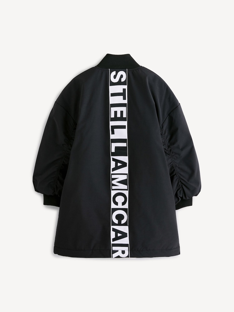Stella McCartney Kids Black Ruched Sleeve Bomber Coat - Image 2 of 7