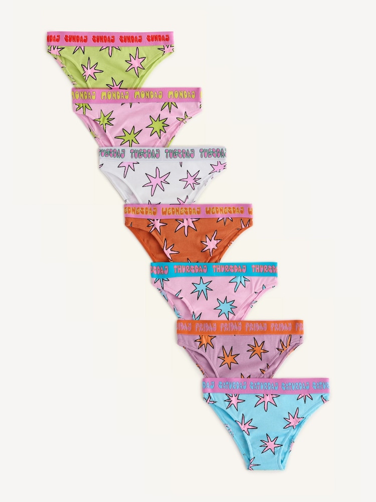 Stella McCartney Kids Pink Printed Briefs 7 Pack - Image 1 of 13