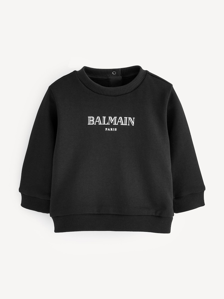 Balmain Kids Baby Logo Crew Neck Black Sweatshirt - صورة 1 من 6 Balmain Kids Baby Logo Crew Neck Black Sweatshirt - صورة 1 من 6