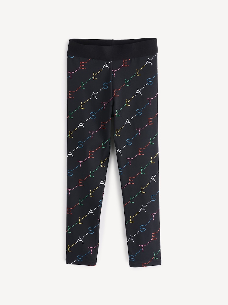 Stella McCartney Kids Multicolour All Over Logo Print Black Leggings - Image 1 of 5