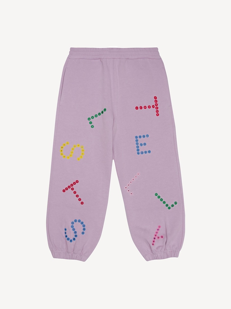 Stella McCartney Kids Purple Logo All-Over Print Cuffed Joggers - Image 1 of 3