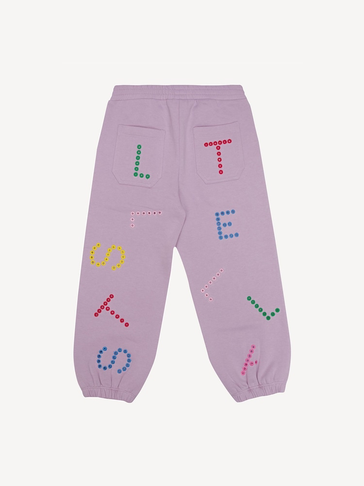 Stella McCartney Kids Purple Logo All-Over Print Cuffed Joggers - Image 2 of 3