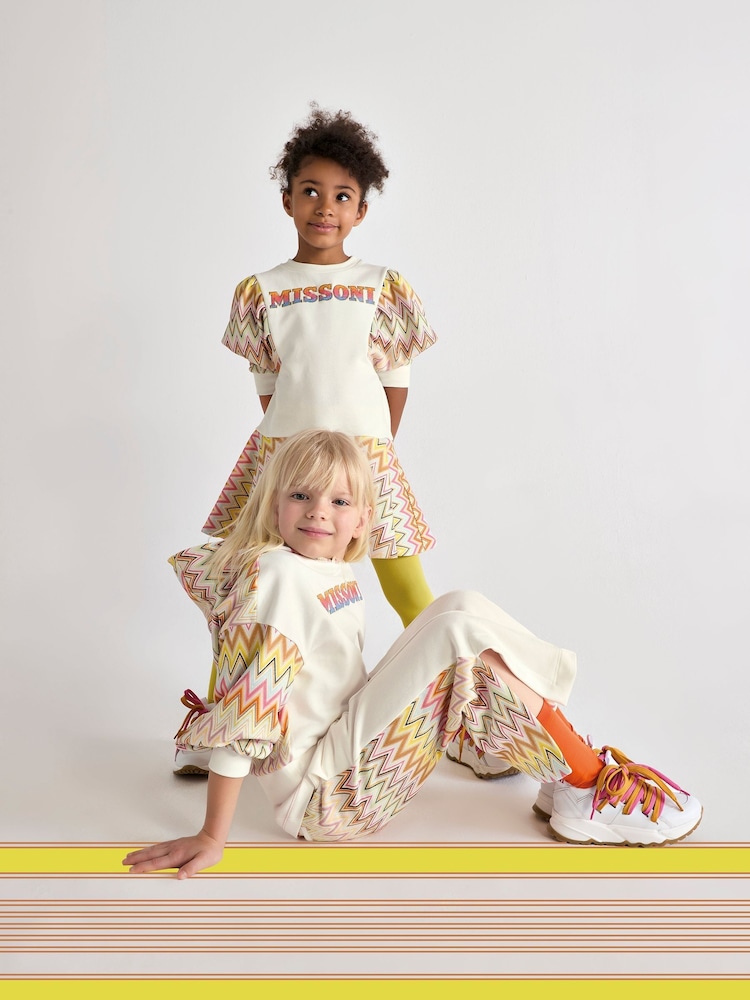 Missoni Cream Zig Zag Pattern Wide Leg Logo Joggers - Image 4 of 4 Missoni Cream Zig Zag Pattern Wide Leg Logo Joggers - Image 4 of 4