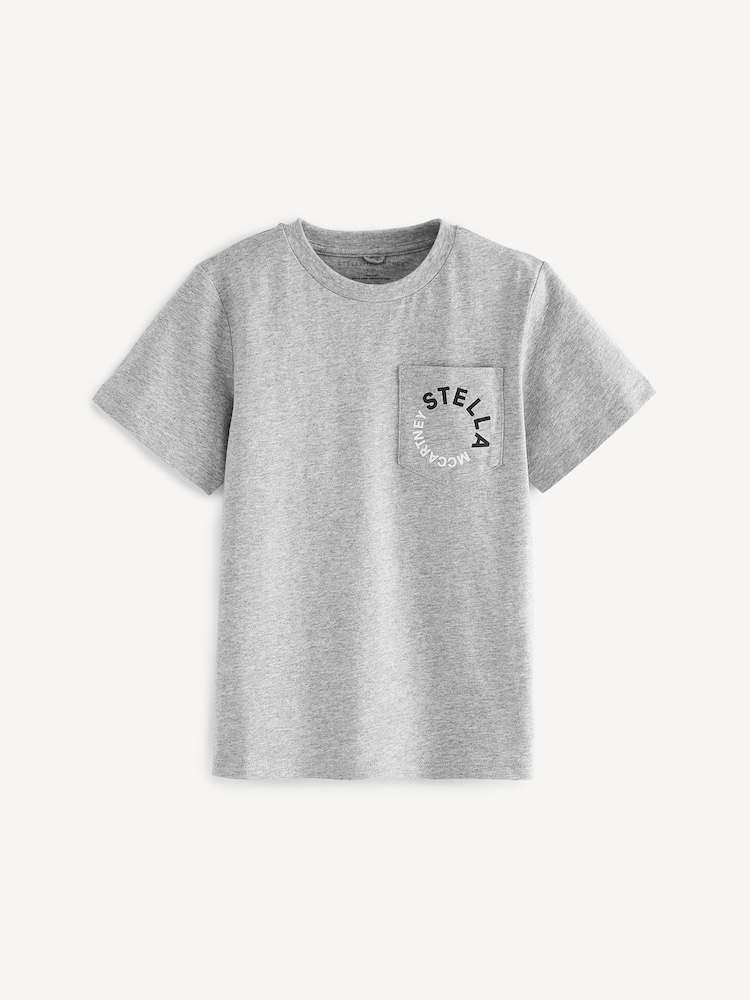 Stella McCartney Kids Grey Chest Logo T-Shirt - Image 1 of 5