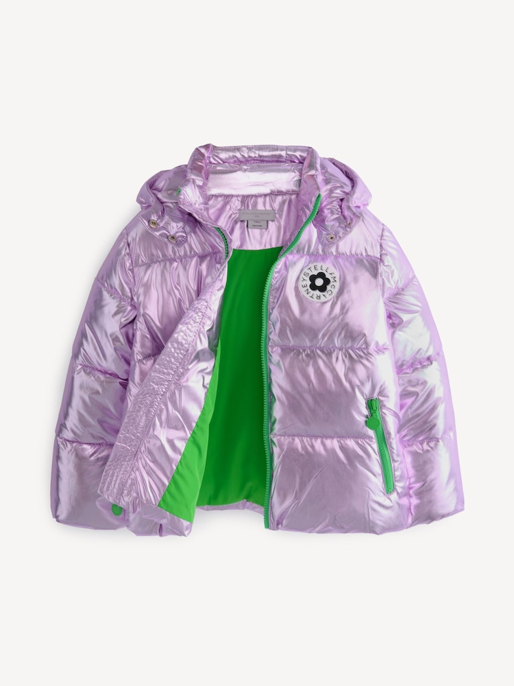 Stella McCartney Kids Purple Metalic Finish Puffer Jacket | Seasons