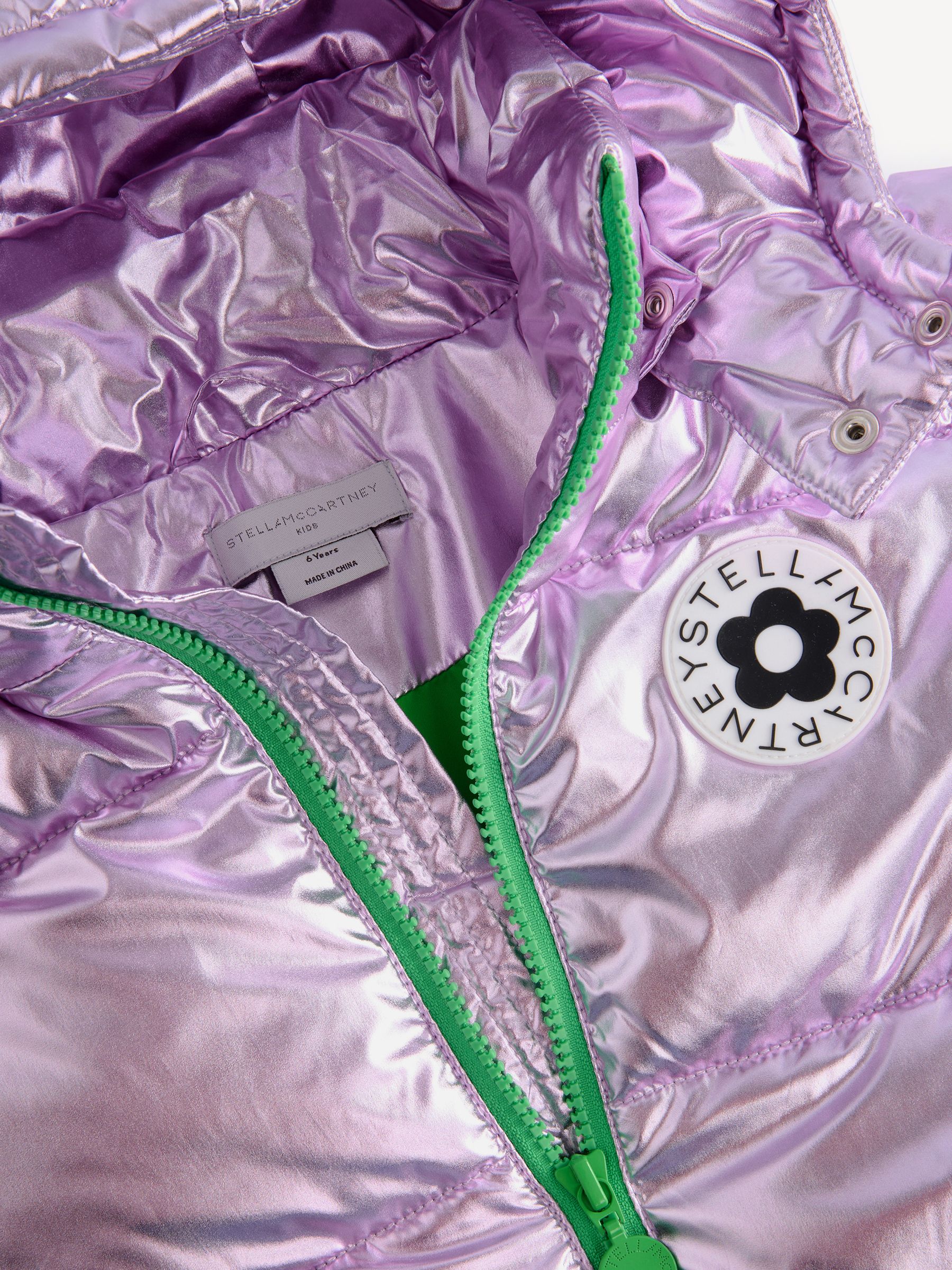 Stella McCartney Kids Purple Metalic Finish Puffer Jacket | Seasons