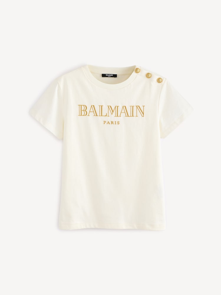 Balmain Kids Logo Short Sleeve T-Shirt - Image 1 of 5 Balmain Kids Logo Short Sleeve T-Shirt - Image 1 of 5