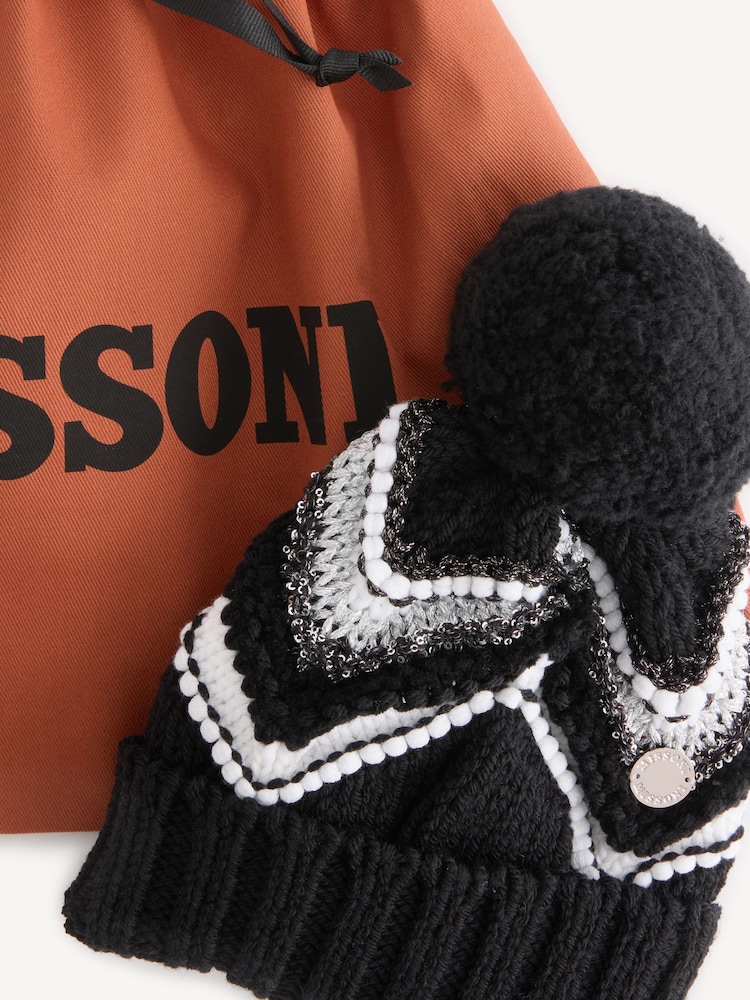 Missoni Zig Zag Pattern Bobble Black Hat - Image 4 of 4