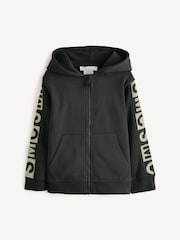 Stella McCartney Kids Logo Sleeve Jersey Zip Black Hoodie - Image 1 of 5