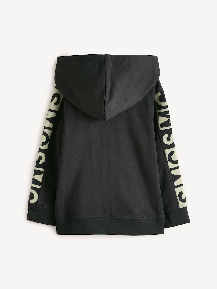 Stella McCartney Kids Logo Sleeve Jersey Zip Black Hoodie - Image 2 of 5