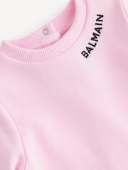 Balmain Kids Baby Pink Logo Frill Dress And Bloomers Set - Image 3 of 7
