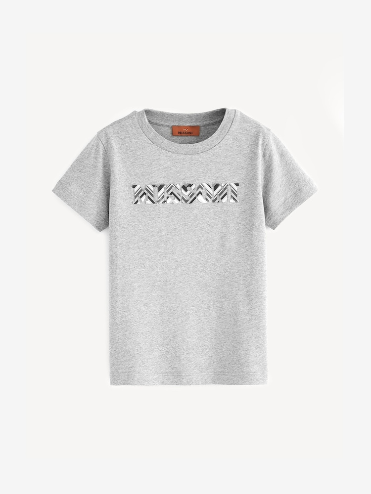 Missoni Grey Logo Zig Zag Short Sleeve T-Shirt - Image 1 of 6