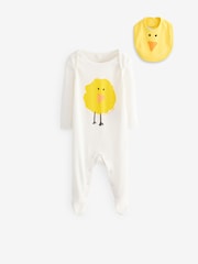 Stella McCartney Kids Baby Cream Chick Sleepsuit & Bib Set - Image 1 of 9