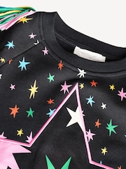 Stella McCartney Kids Multicolour Star Print Tassel Detail Black Sweatshirt - Image 3 of 5