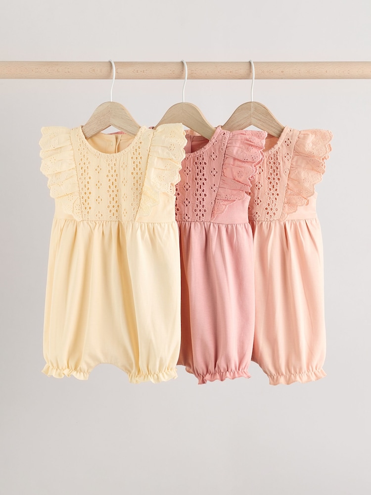 Neutral Baby Bloomer Rompers 3 Pack - Image 1 of 11