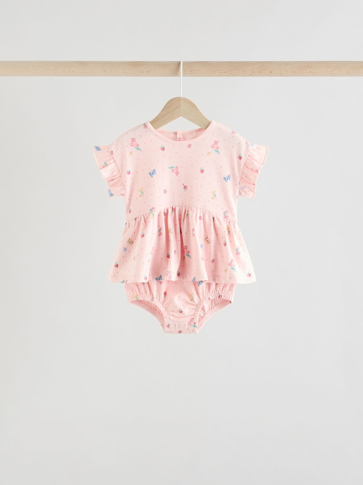 Pink Baby 100% Cotton Rompers 3 Pack - Image 7 of 11