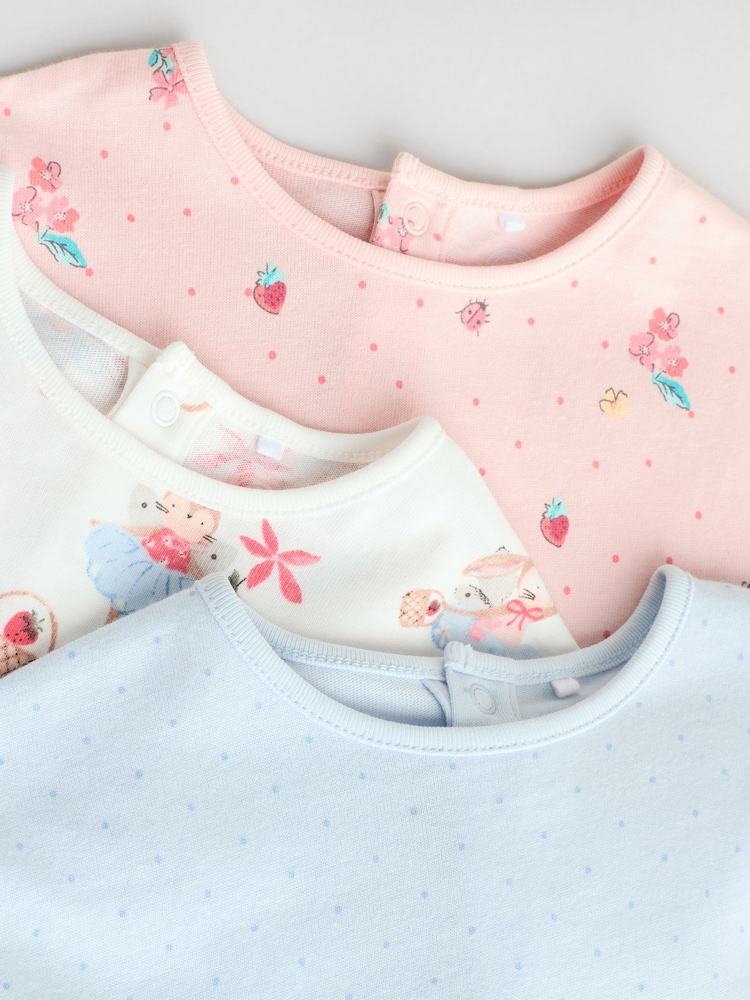 Pink Baby 100% Cotton Rompers 3 Pack - Image 8 of 11