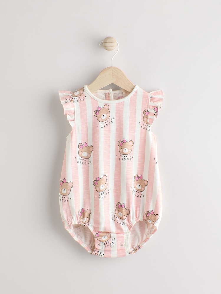 Pink/White Stripe I Love My Daddy Baby Bloomer Romper - Image 1 of 6