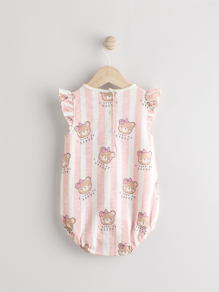 Pink/White Stripe I Love My Daddy Baby Bloomer Romper - Image 2 of 6