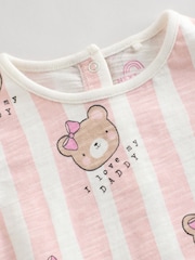 Pink/White Stripe I Love My Daddy Baby Bloomer Romper - Image 3 of 6