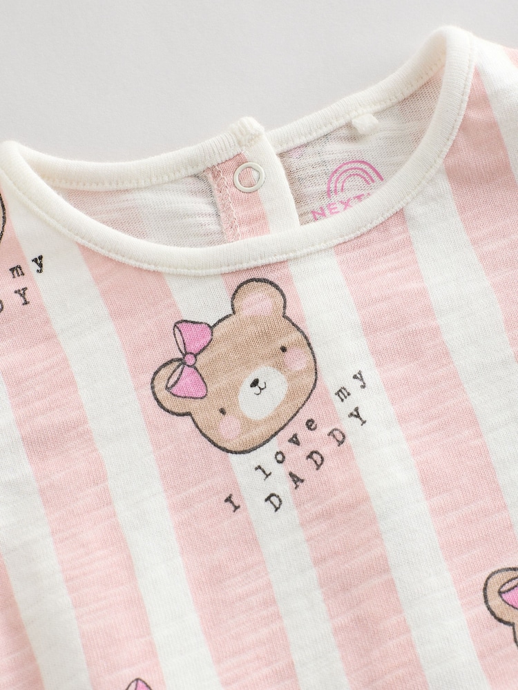 Pink/White Stripe I Love My Daddy Baby Bloomer Romper - Image 3 of 6