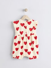 Red Heart Printed Frill Baby 100% Cotton Romper - Image 2 of 6
