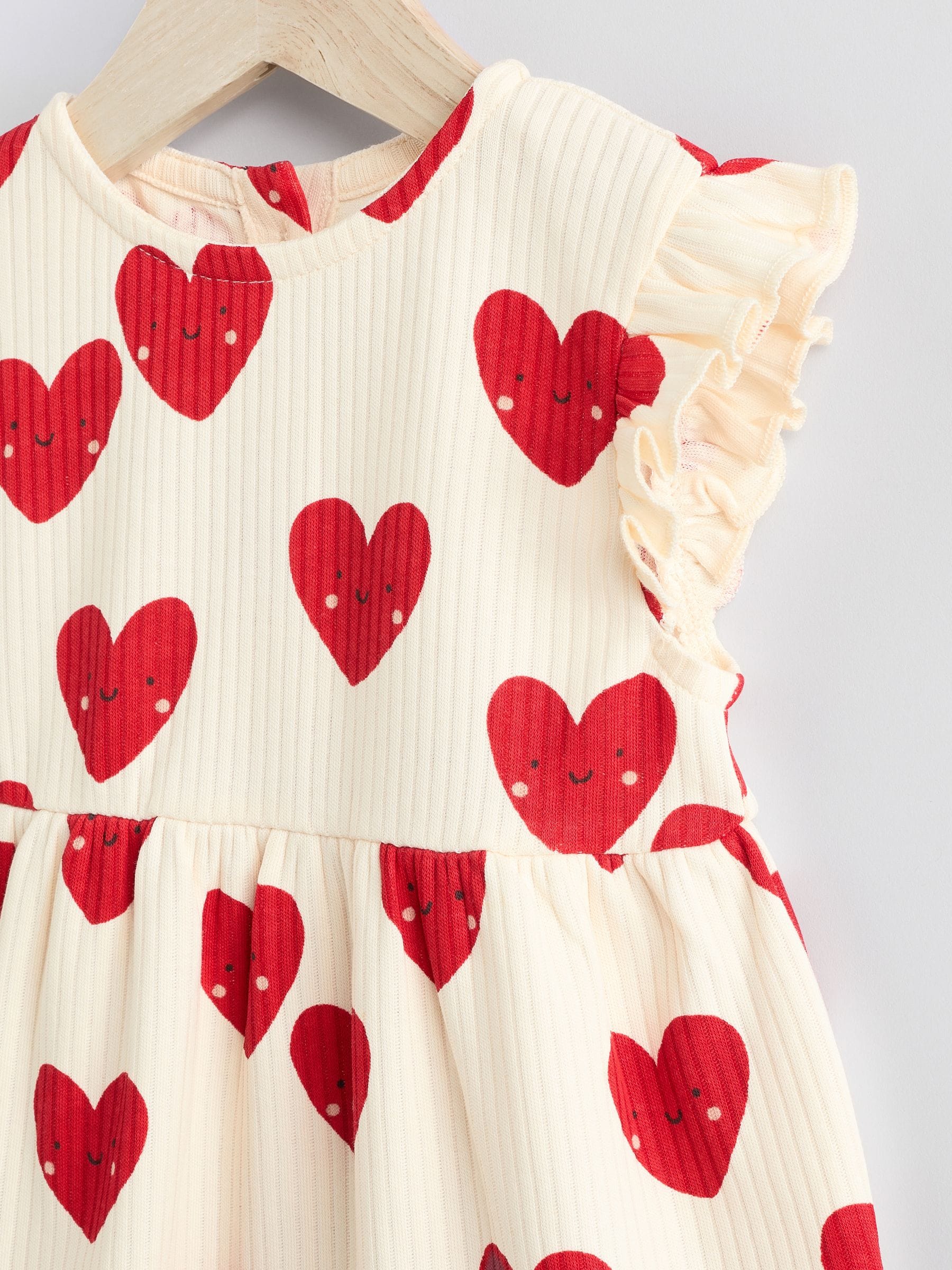 Buy Red Heart Printed Frill Baby 100% Cotton Romper from