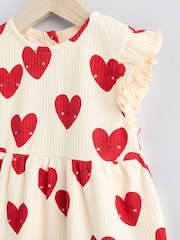 Red Heart Printed Frill Baby 100% Cotton Romper - Image 3 of 6
