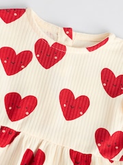 Red Heart Printed Frill Baby 100% Cotton Romper - Image 4 of 6
