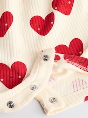 Red Heart Printed Frill Baby 100% Cotton Romper - Image 6 of 6