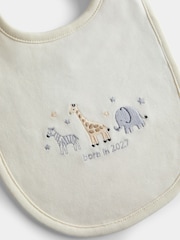 JoJo Maman Bébé Cream Safari Born in 2027 Hat & Bib Set - Image 6 of 7