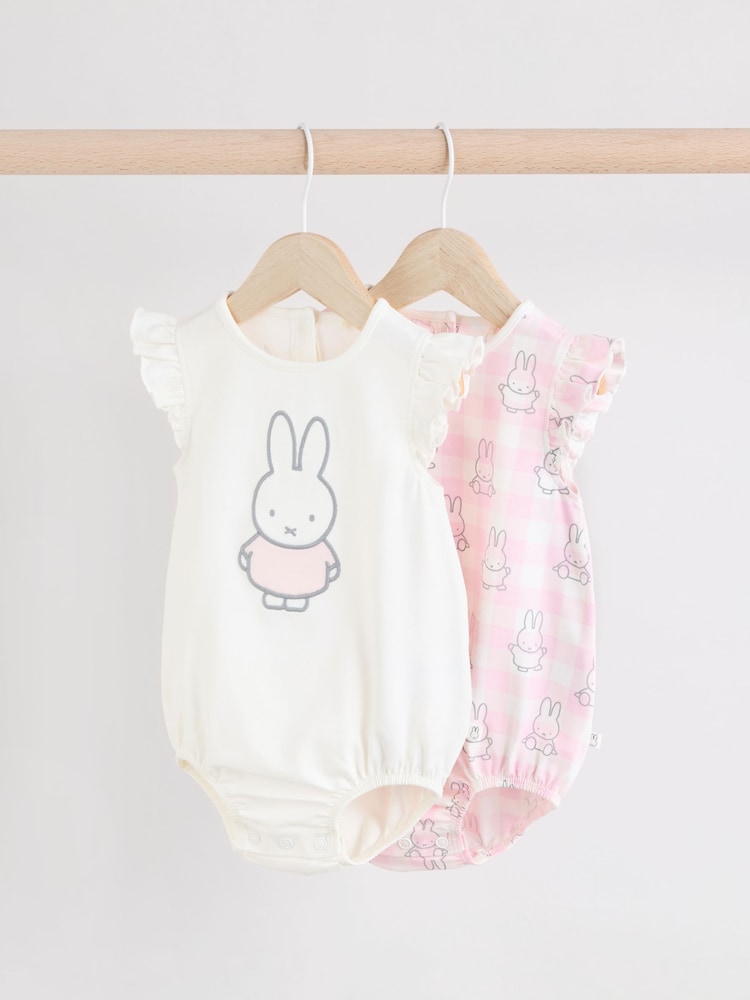 Multi Pastel Miffy Baby Rompers 2 Pack - Image 1 of 9